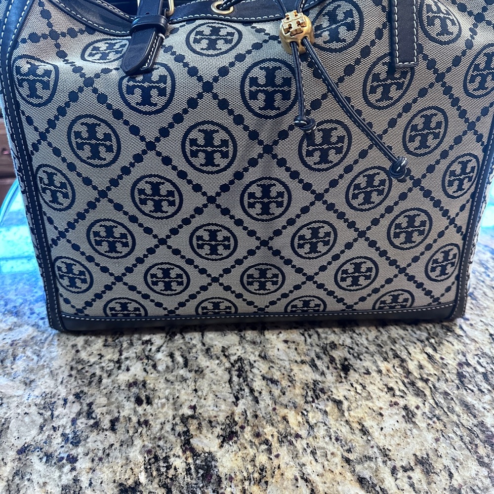Tory Burch Navy snd Gray Tote Bag with Iconic Design